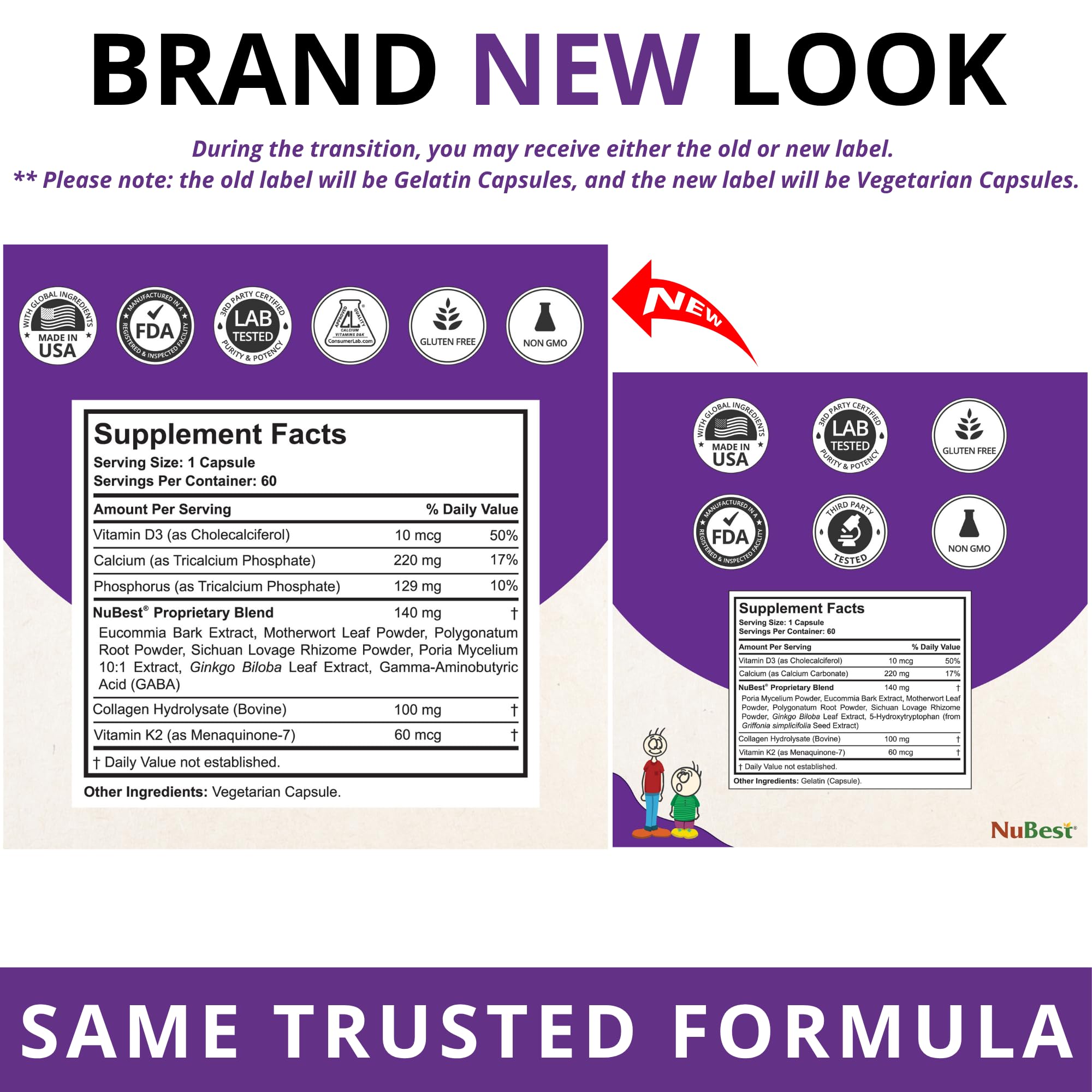 Open bottle showing 60 capsules inside