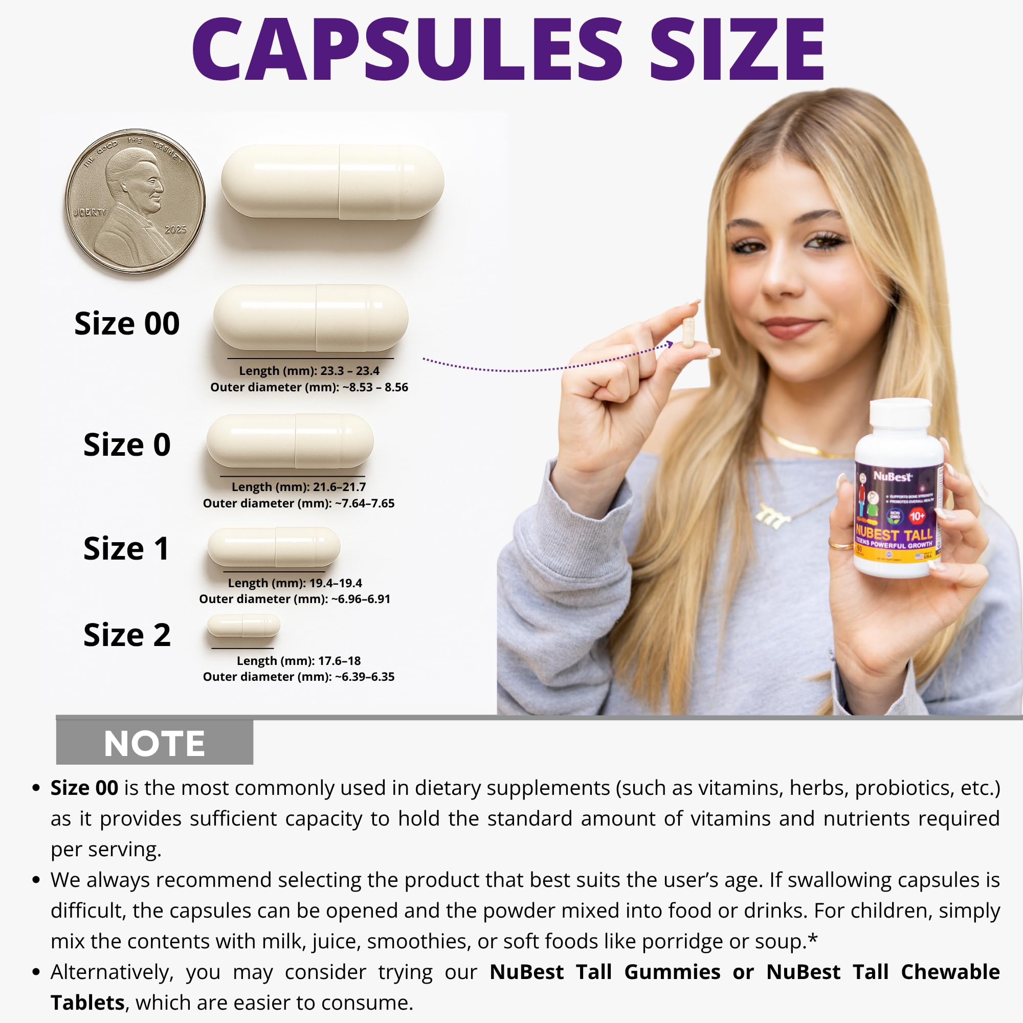 Nutrition facts panel illustration for NuBest Tall 10+
