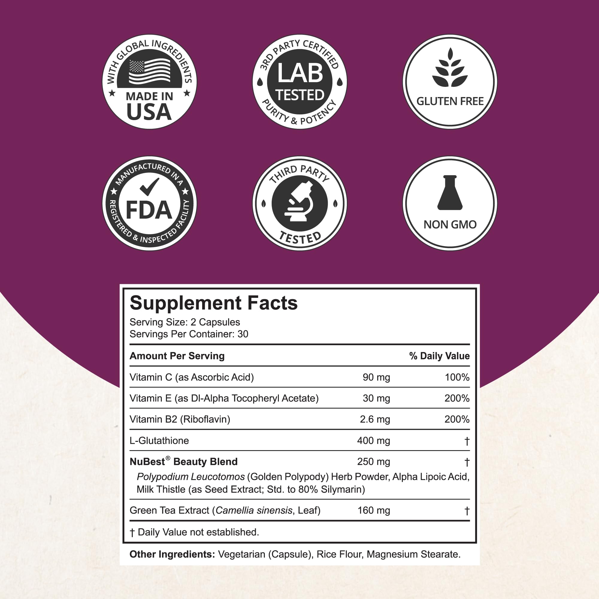 Close-up of Glutathione 400mg ingredient highlight