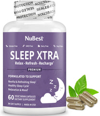 NuBest Sleep Xtra bottle displayed on a clean surface