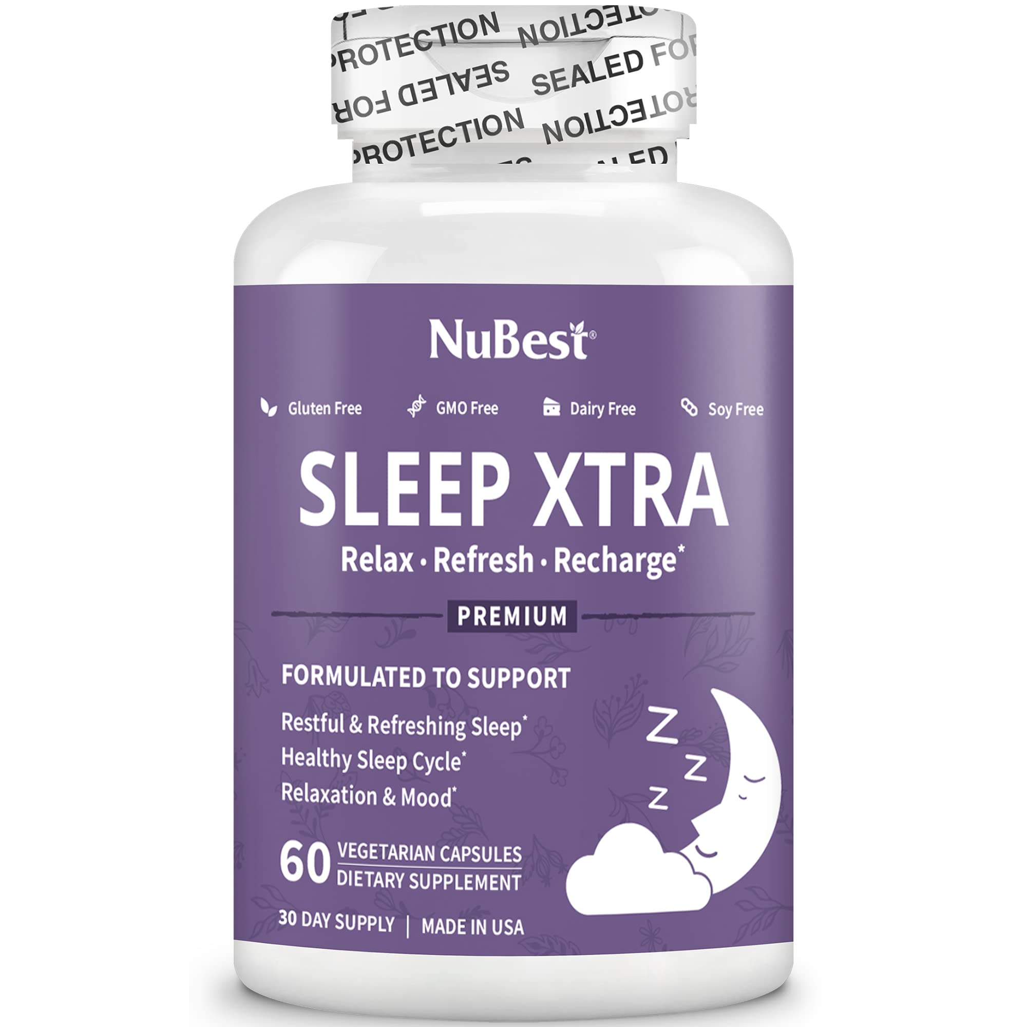 Allergen-free and vegan-friendly Sleep Xtra label