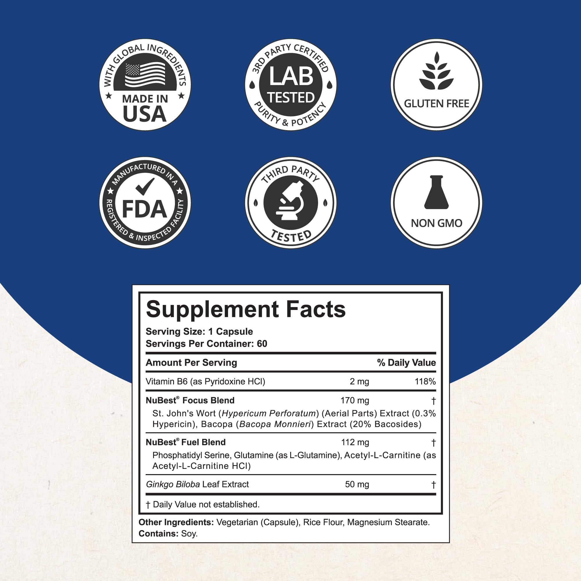Graphic representation of brain health with NuBrain branding