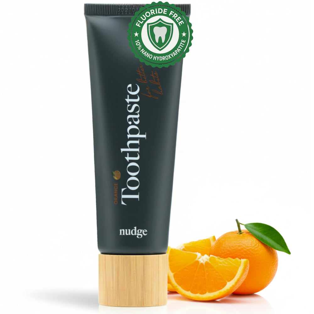 Nudge Orange Nano Hydroxyapatite Toothpaste bottle and packaging
