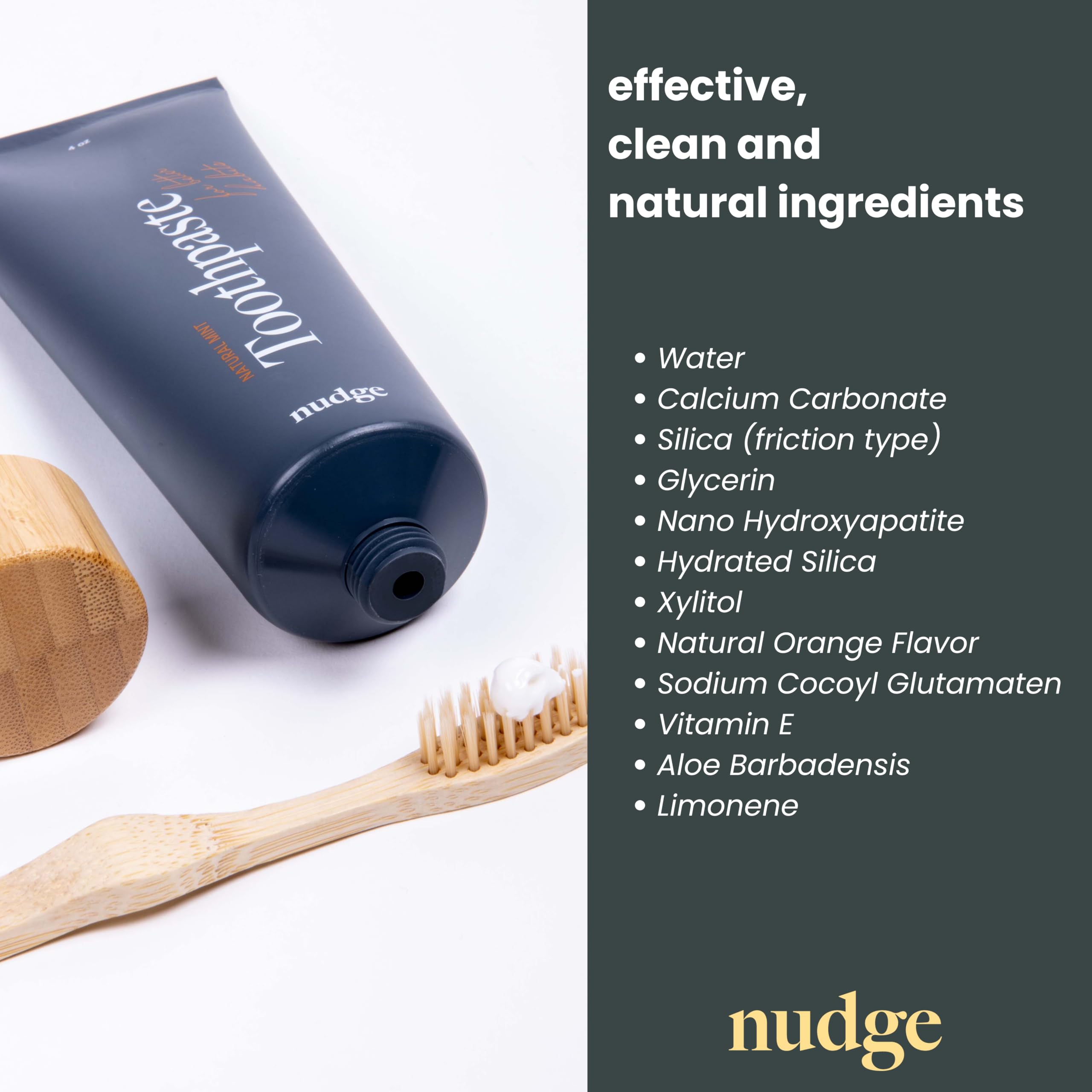 Packaging highlights fluoride-free and SLS-free formula