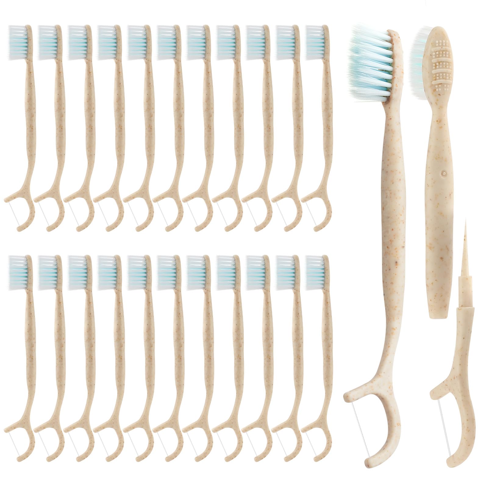 NUDUKO 4-in-1 Travel Toothbrush with floss picks and tongue scraper