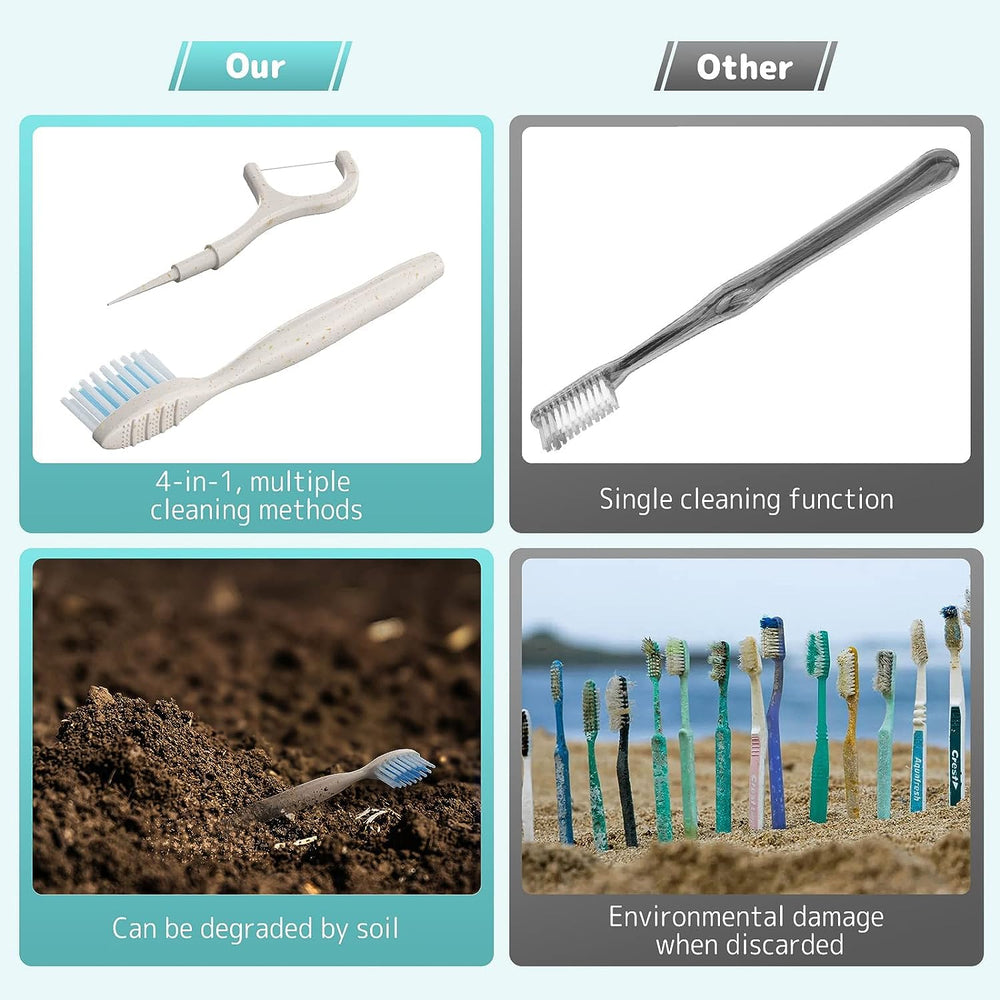 Individually wrapped travel toothbrush in biodegradable packaging