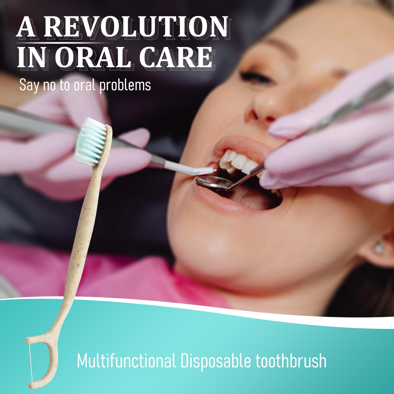 NUDUKO travel toothbrush showing floss picks