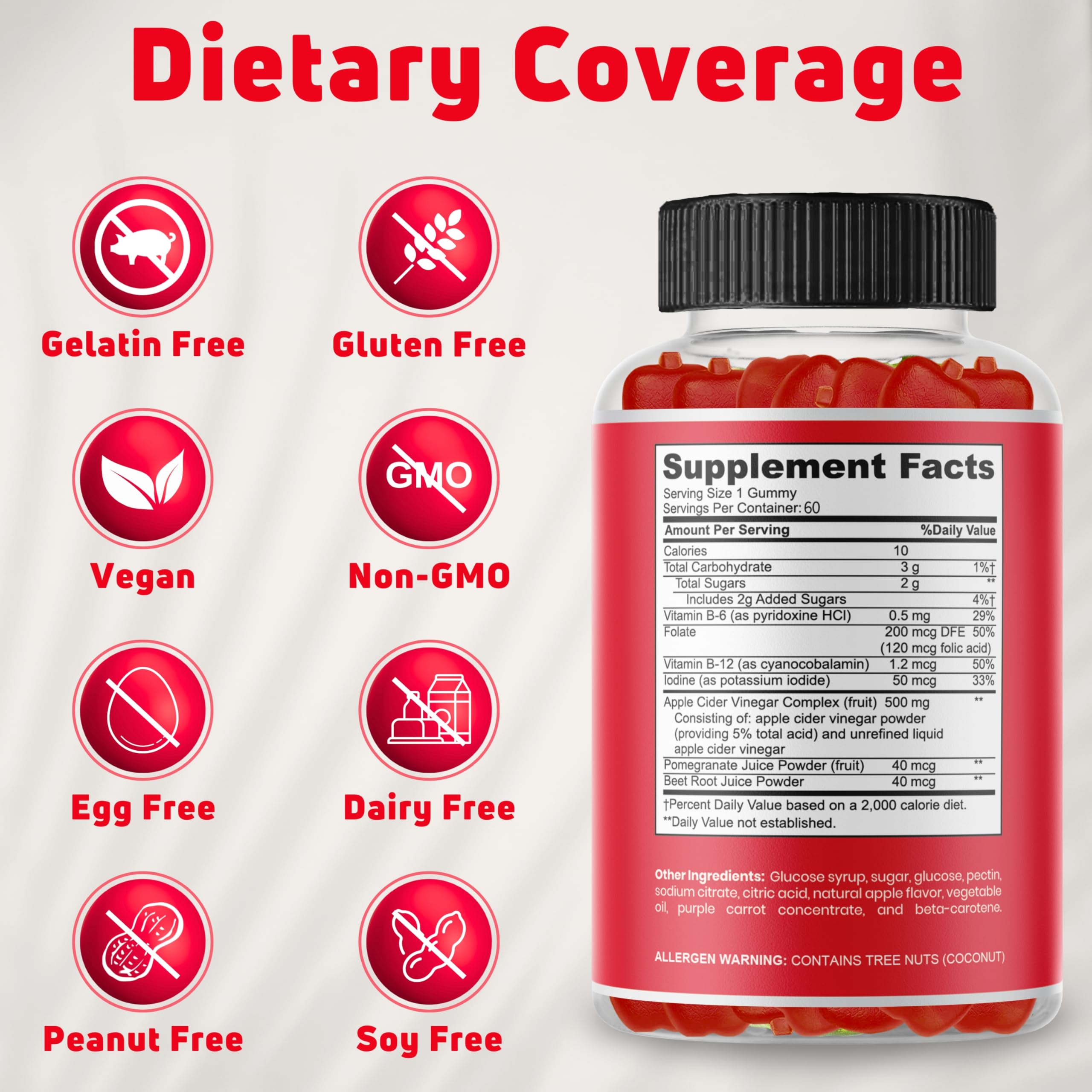 Ingredients list for NUELATION Apple Cider Vinegar Gummies for Kids