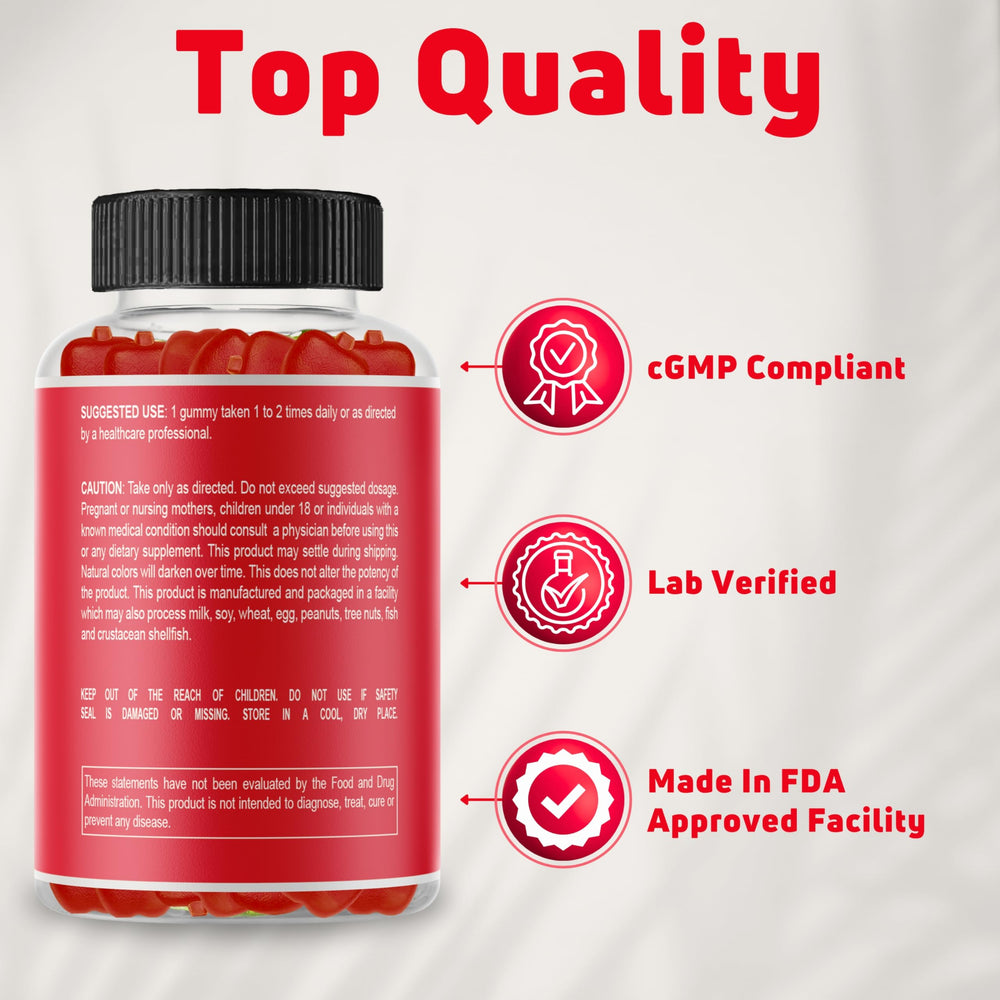 Vegan, gluten-free and gelatin-free labeling on NUELATION ACV Gummies for Kids