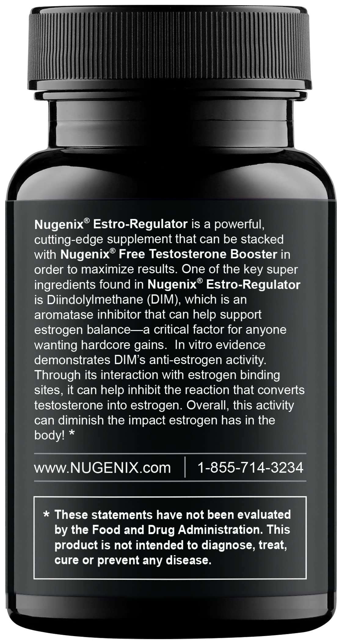 Nugenix Estro-Regulator label detail highlighting DIM ingredient.