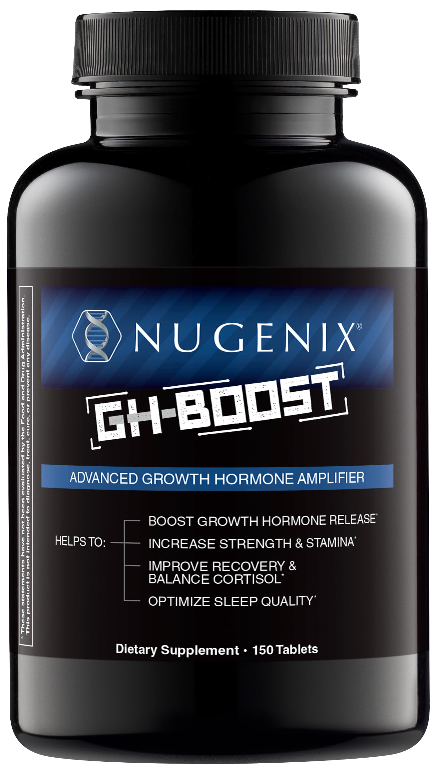 Nugenix GH-Boost bottle front showing packaging for nightly use.