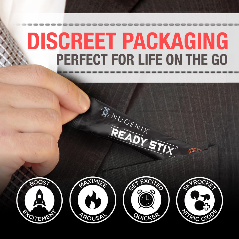 Nugenix Ready Stix 14-count box with sticks arranged