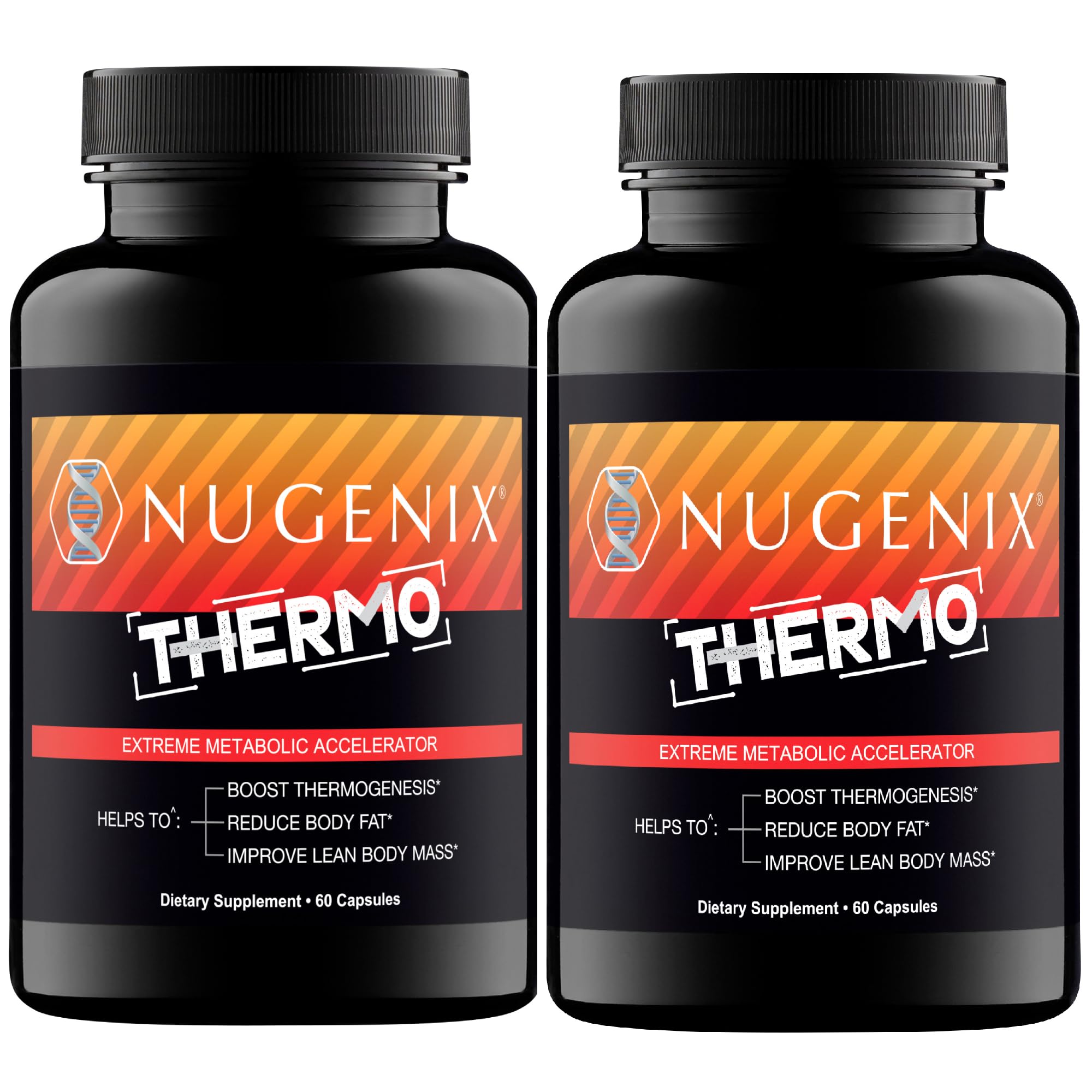 Nugenix Thermo bottle and capsules on white background
