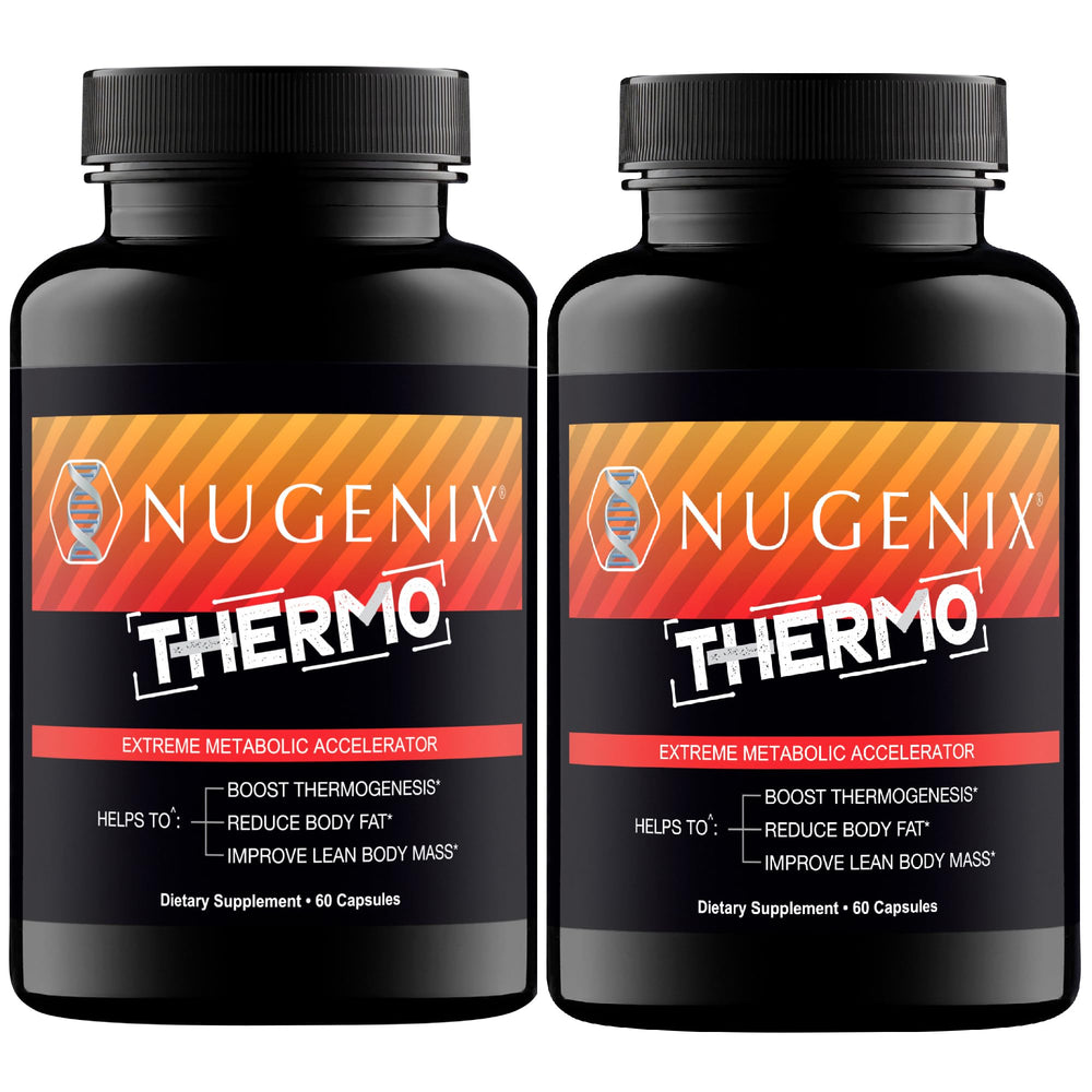Nugenix Thermo bottle and capsules on white background