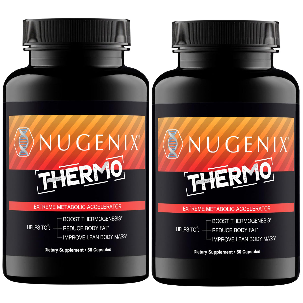 Nugenix Thermo bottle and capsules on white background