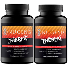 Nugenix Thermo bottle and capsules on white background