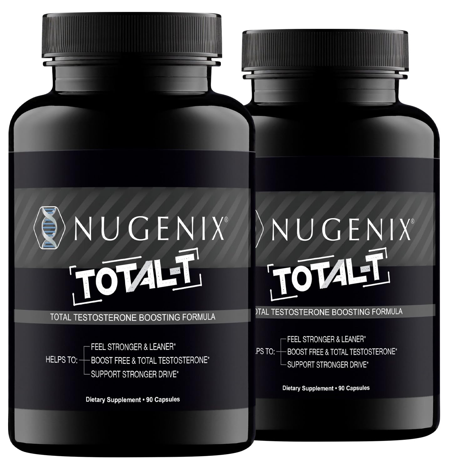Nugenix Total-T bottle and capsules on a white background