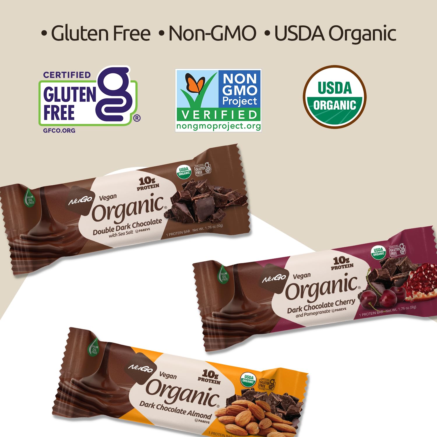 Certified gluten-free ingredients for NuGo Organic bar