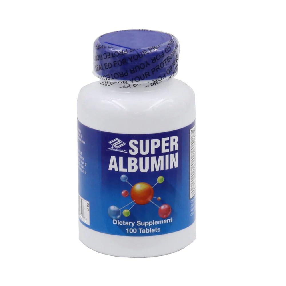 NuHealth Super Albumin bottle - 100 tablets front view