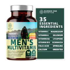 Front view of Number One Nutrition Men's Multivitamin 60 Veg Capsules