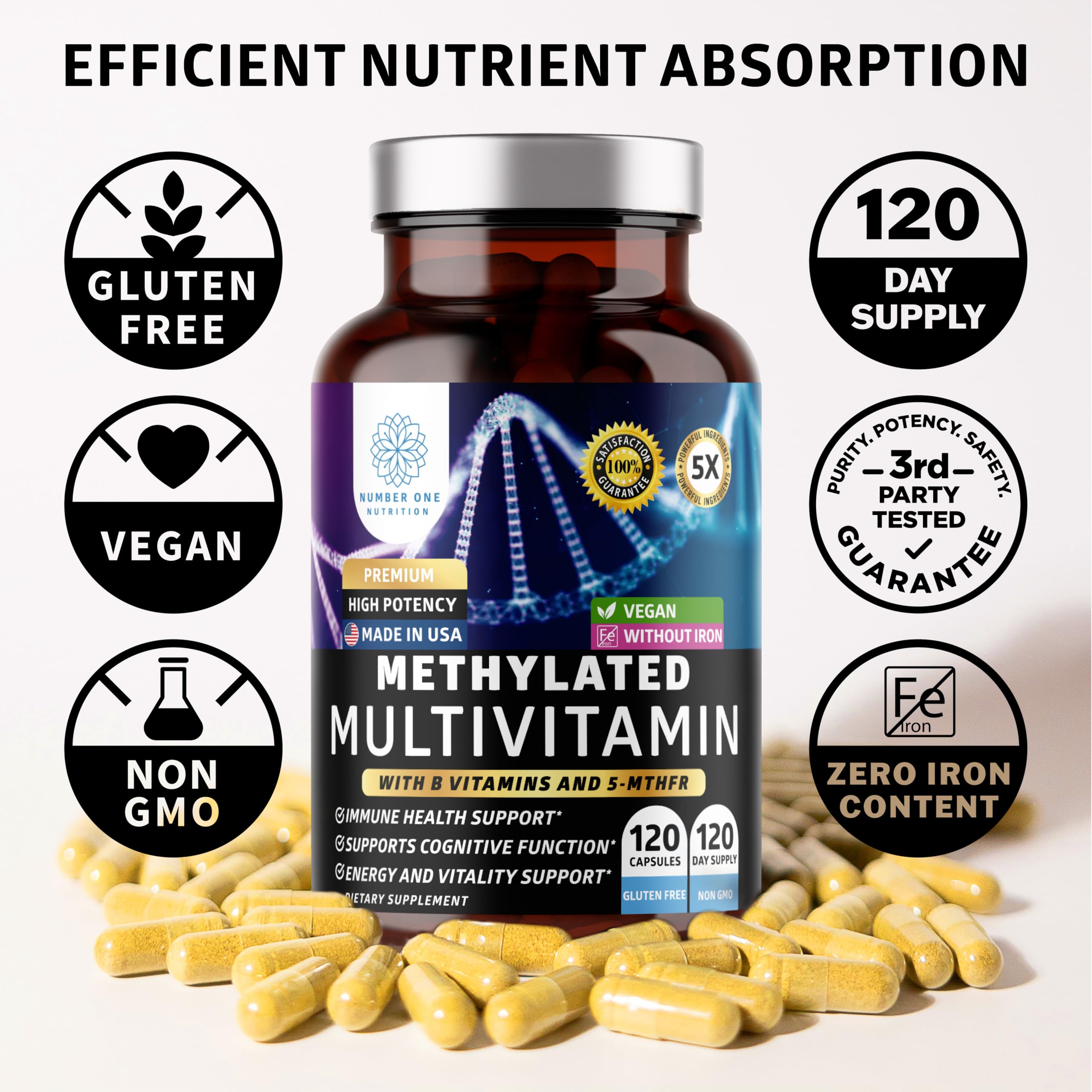 Bottled supplement with a 120-day supply