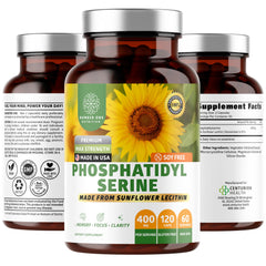 Front view of Number One Nutrition Premium Phosphatidylserine 400mg bottle with 120 vegan capsules
