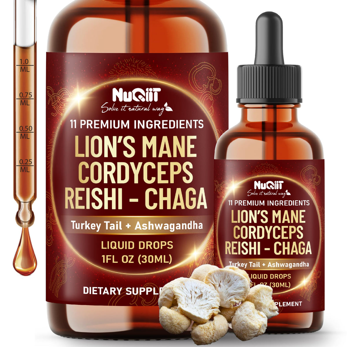 NUQIIT 11in1 Mushroom Liquid Drops bottle, 1 oz