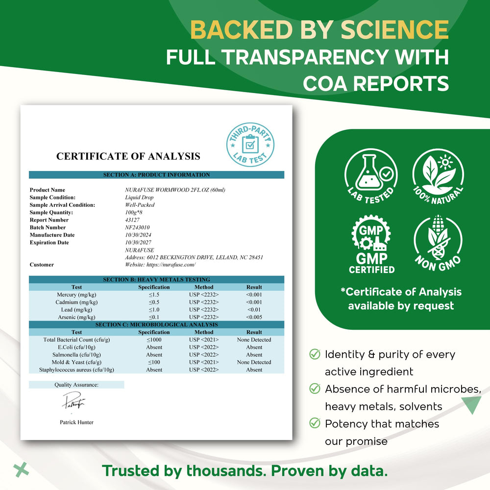 Lab-tested seal on product packaging