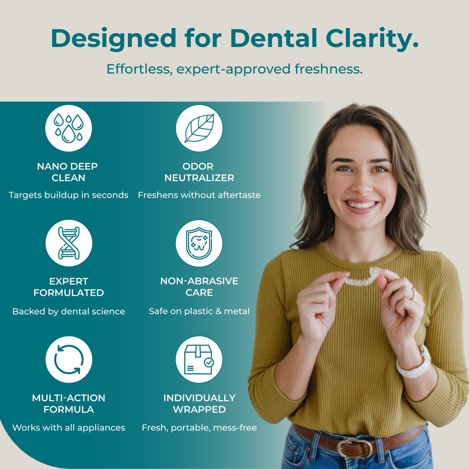 Braces, dentures, retainers, mouthguards and dental pods being cleaned with NuraClean Ultimate