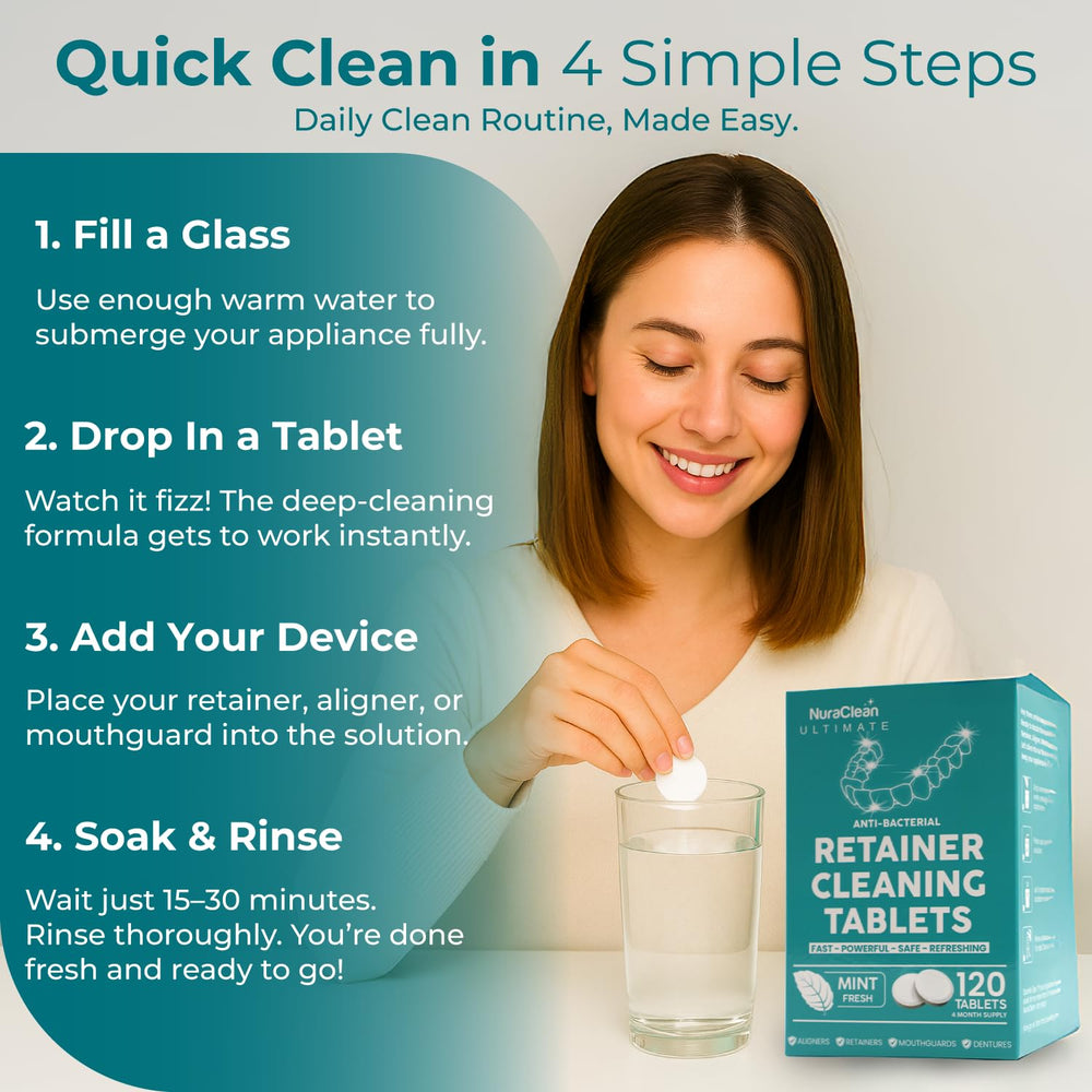 Clean and refreshed dental appliances after using NuraClean Ultimate