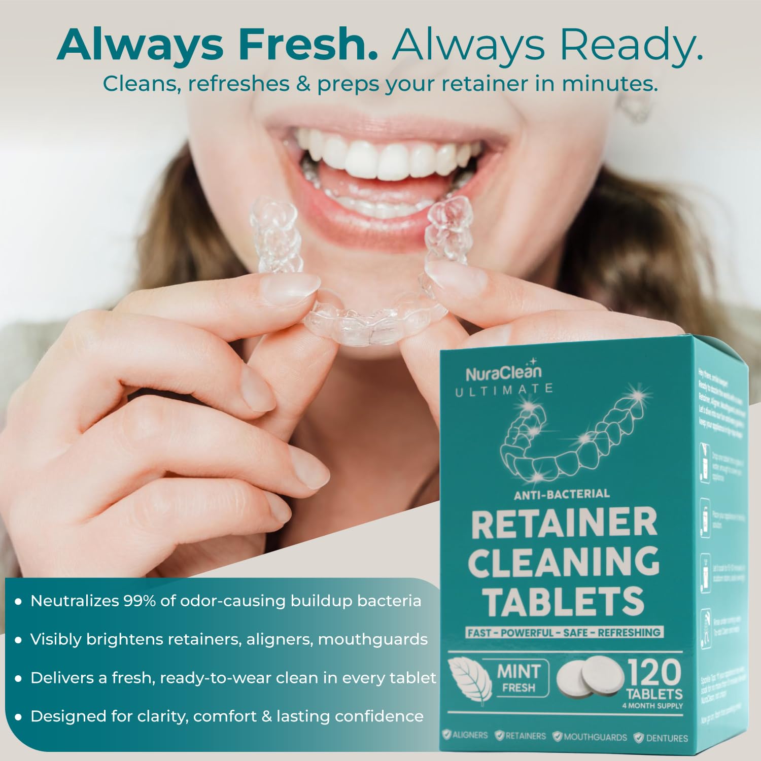 NuraClean Ultimate tablet dissolving in water with fizzing action