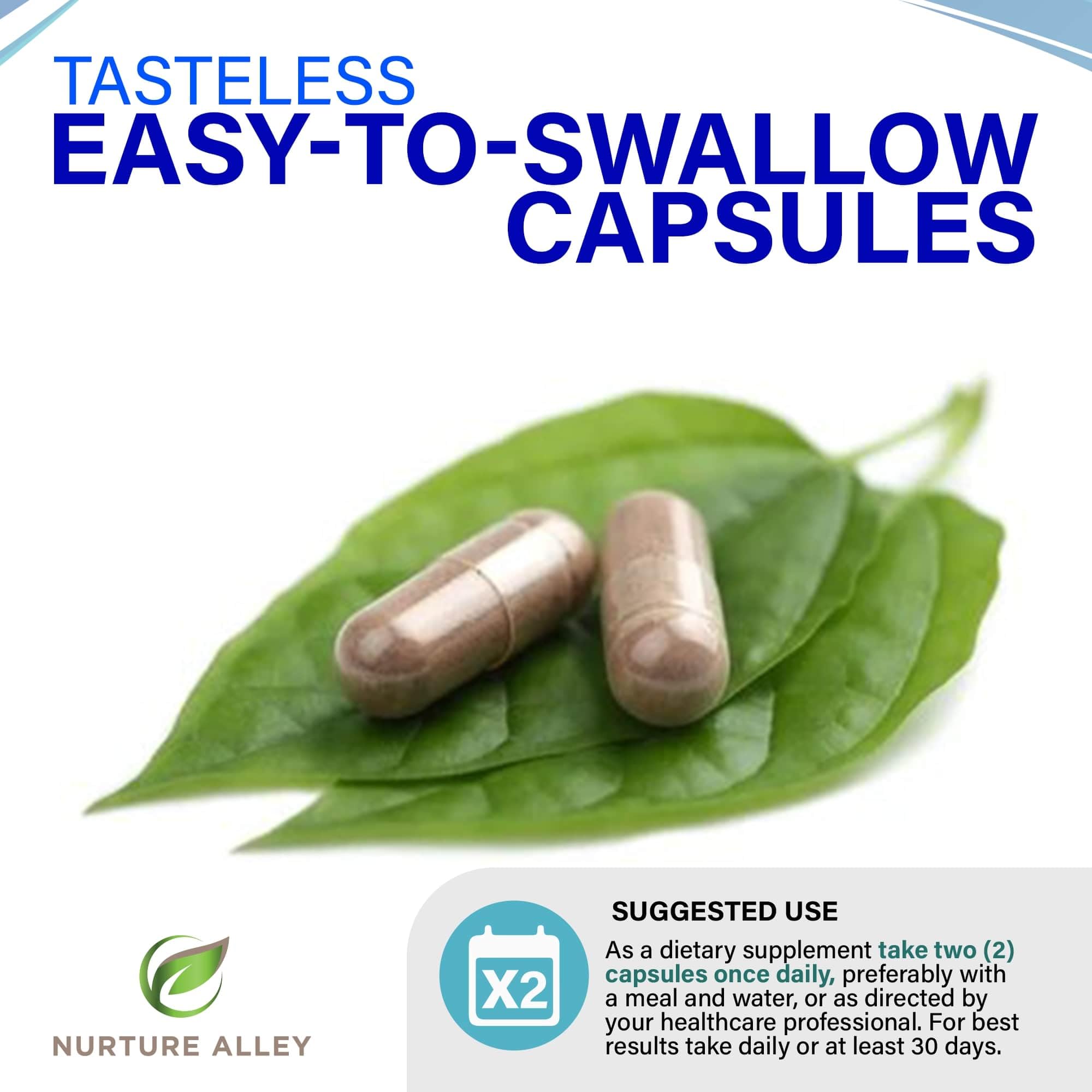 NURTURE ALLEY bottle open top showing capsules inside, indicates full 120-count supply