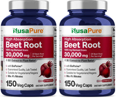 Bottle of NusaPure Beet Root 30:1 Extract with Bioperine