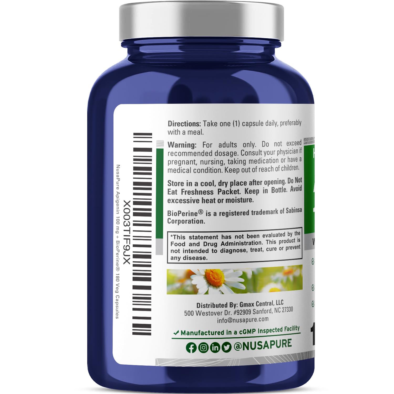 Vegan-friendly Apigenin supplement packaging