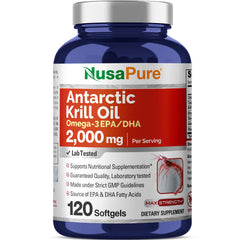 NusaPure Antarctic Krill Oil bottle with 120 softgels