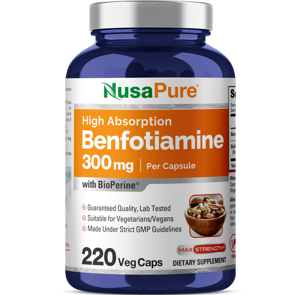 NusaPure Benfotiamine 300mg Veggie Caps bottle front view