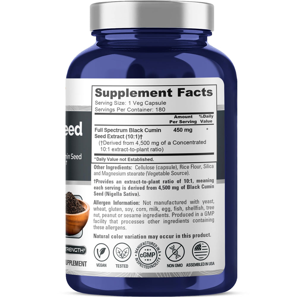 Powder-form black cumin seed supplement for vegetarian and vegan diets