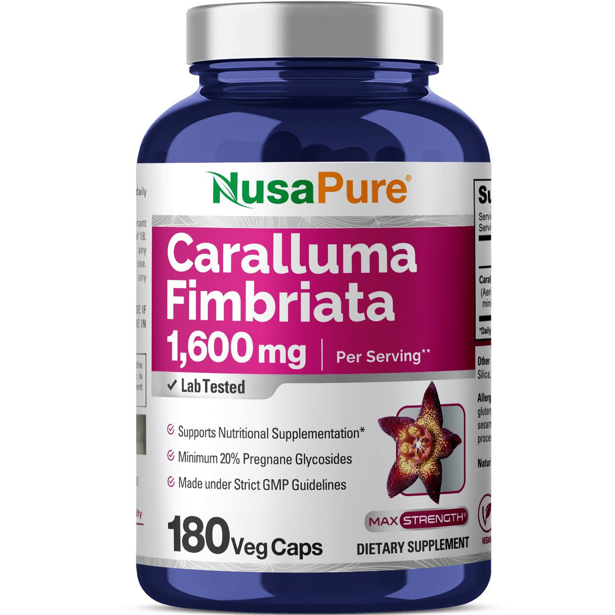 NusaPure Caralluma Fimbriata 1600mg bottle for mindful daily routines.