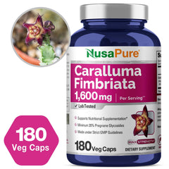 NusaPure Caralluma Fimbriata vegan non-GMO icon indicating plant-based formulation.