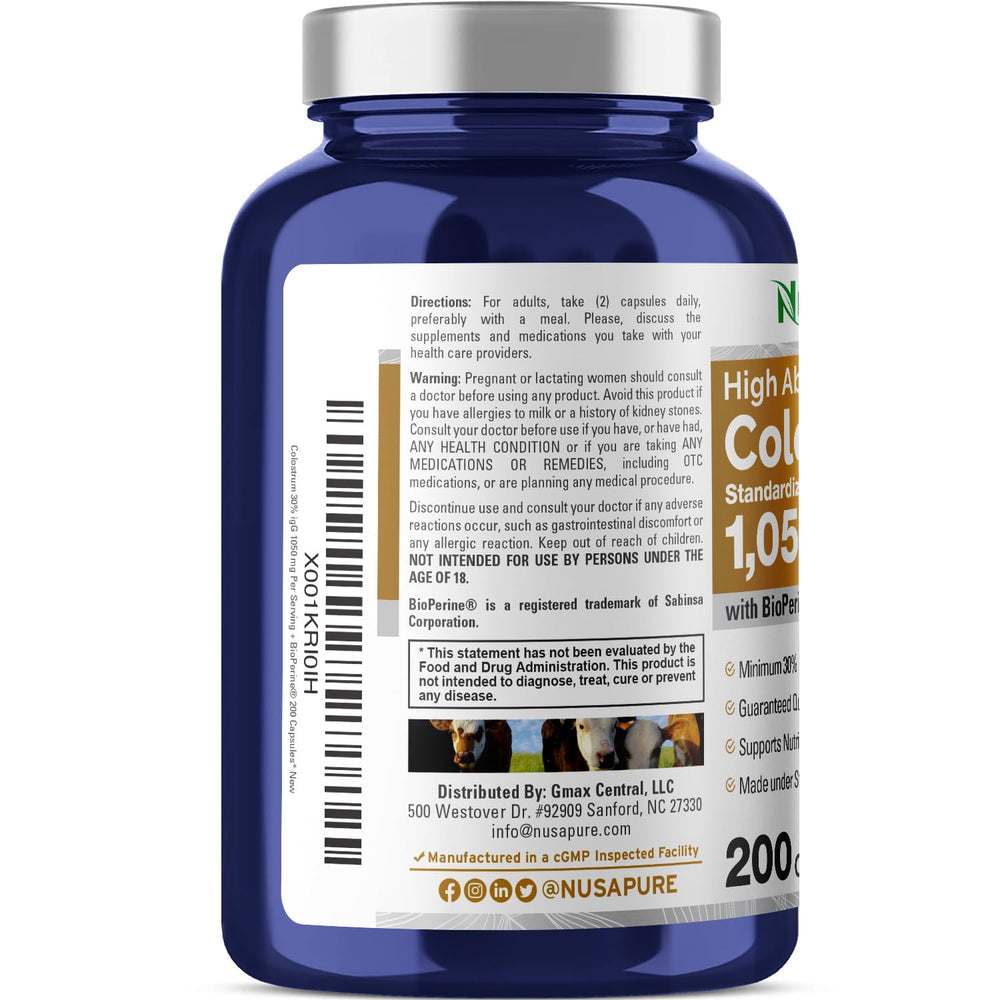 Bottle showing 30% IgG immunoglobulins claim