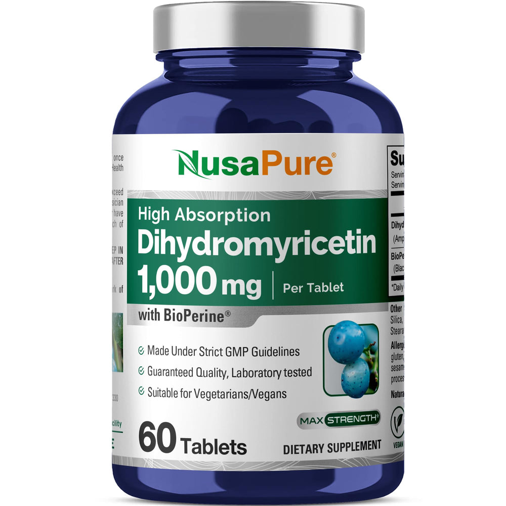NusaPure Dihydromyricetin DHM 1,000mg tablet bottle front view