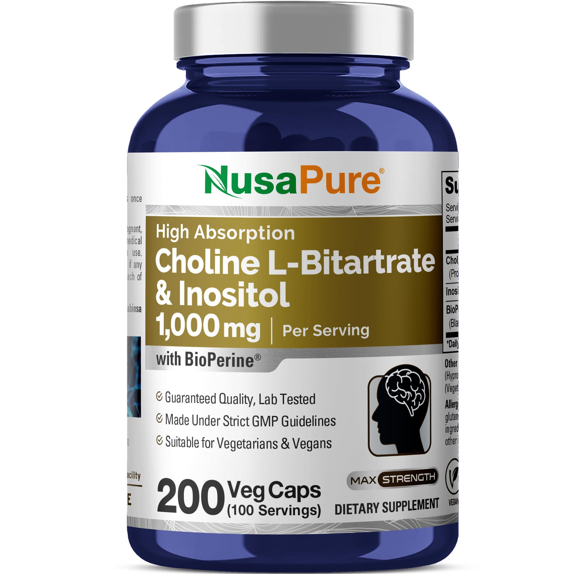 NusaPure front label view showing product name and capsule count benefit