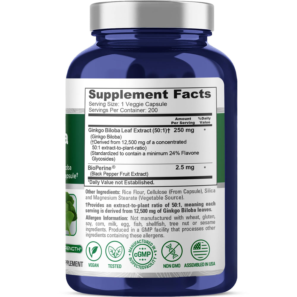 Ginkgo Biloba 12,500 mg equivalent per serving.