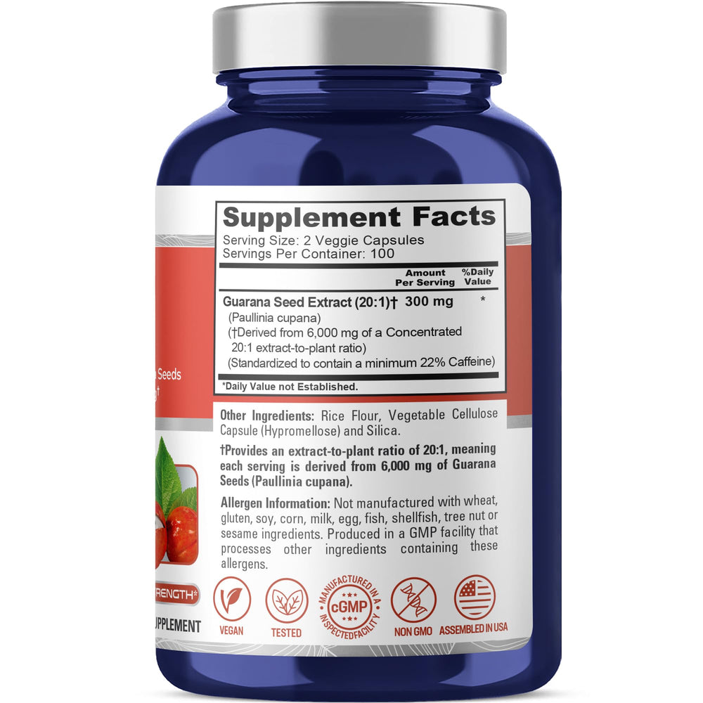 NusaPure label detail emphasizing 22 percent caffeine standardization and vegan ingredients