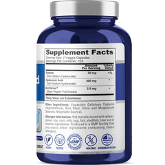 Label highlighting Non-GMO and Vegan on Hyaluronic Acid bottle