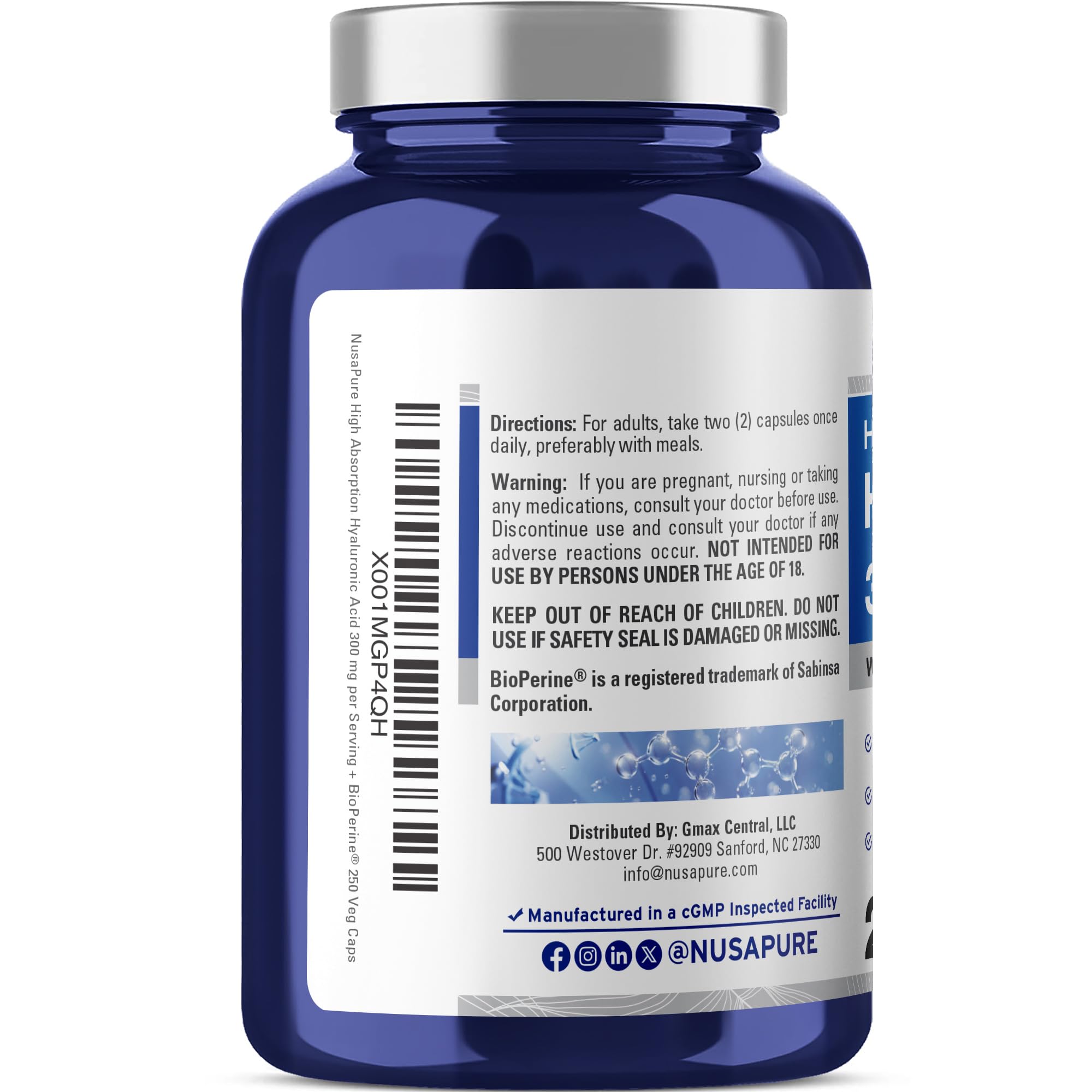 Close-up of Hyaluronic Acid veggie capsules