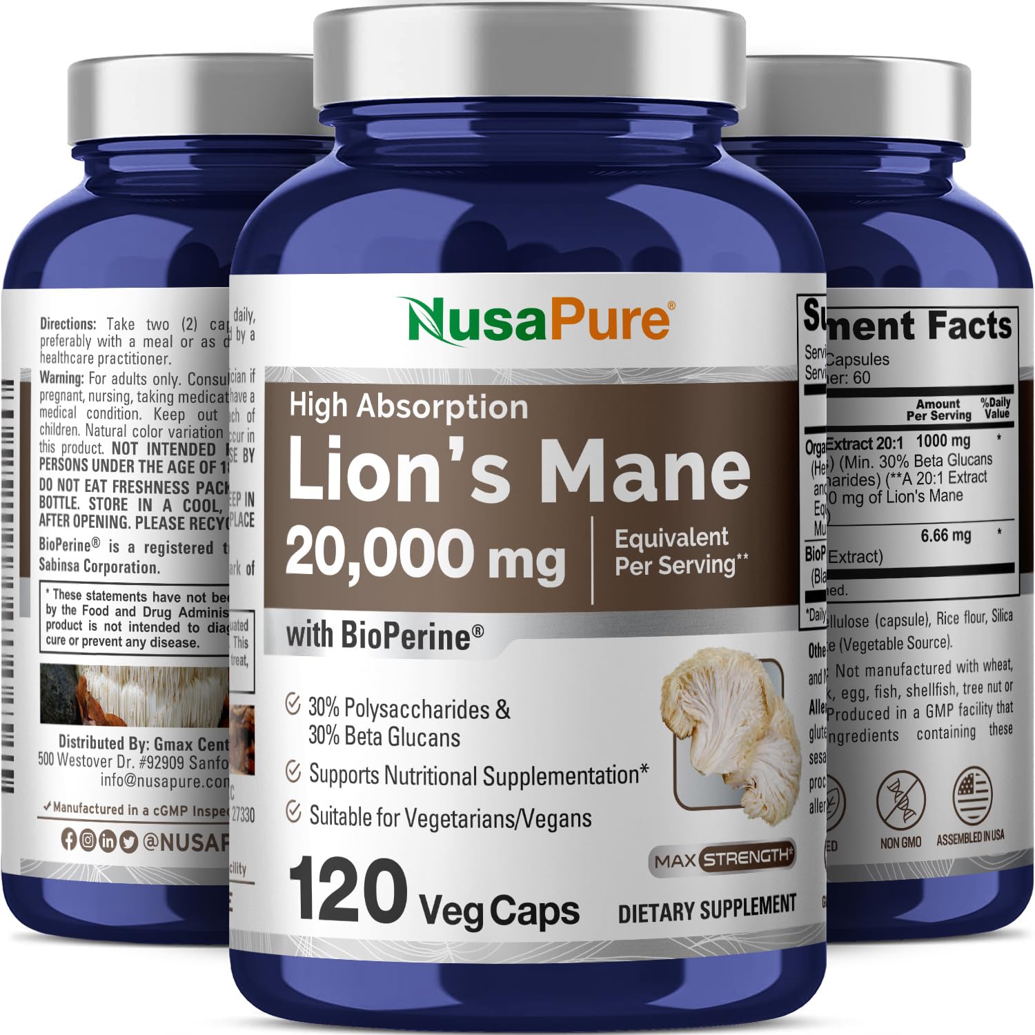 Lions Mane 30% polysaccharides information on label