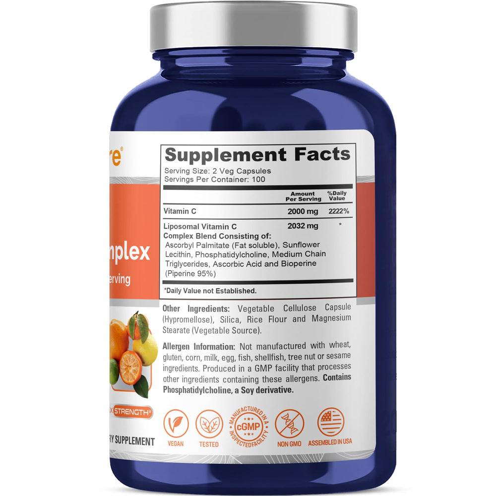 Close-up of Liposomal Vitamin C capsules
