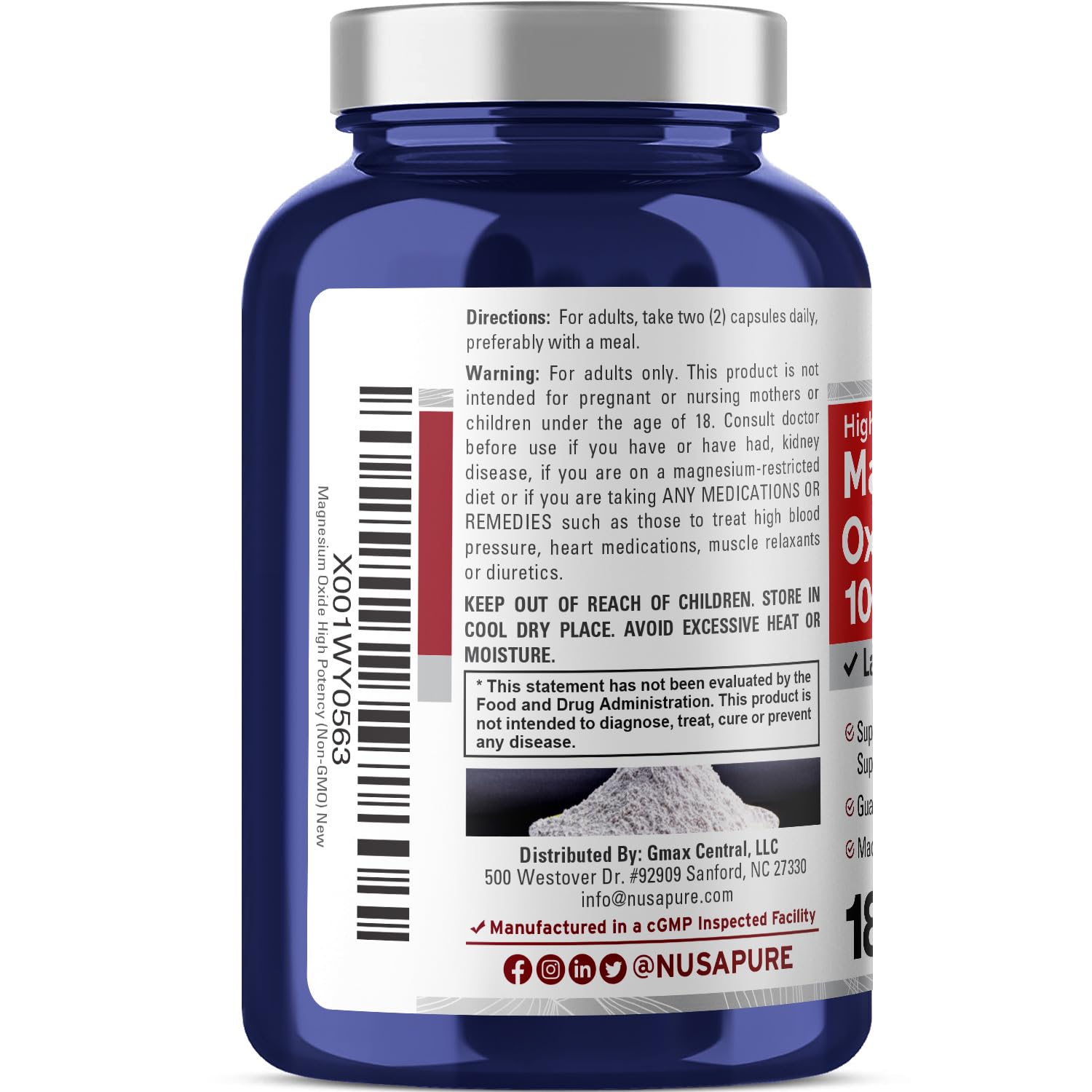 Product label showing 1000 mg per serving