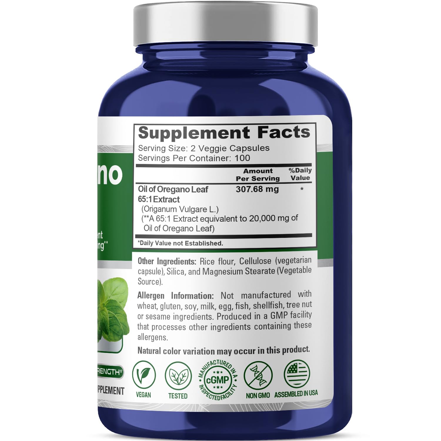 200 veggie capsules for 100-day supply